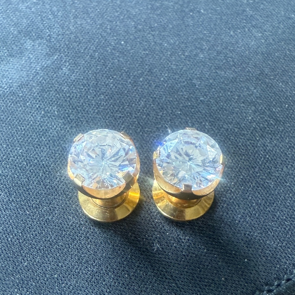 Gold and Clear CZ ear gauge’s